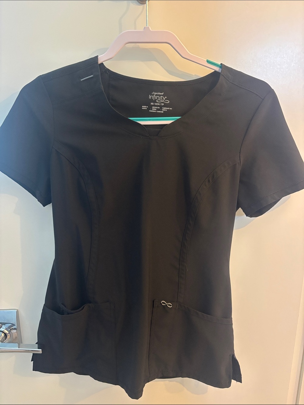 Cherokee Infinity Black V-Neck Short Sleeve Scrub Top